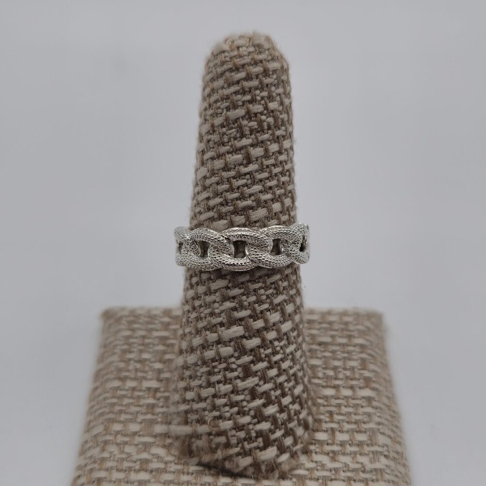 Size 7.25 Sterling Silver Textured Woven Cool Ring A2288